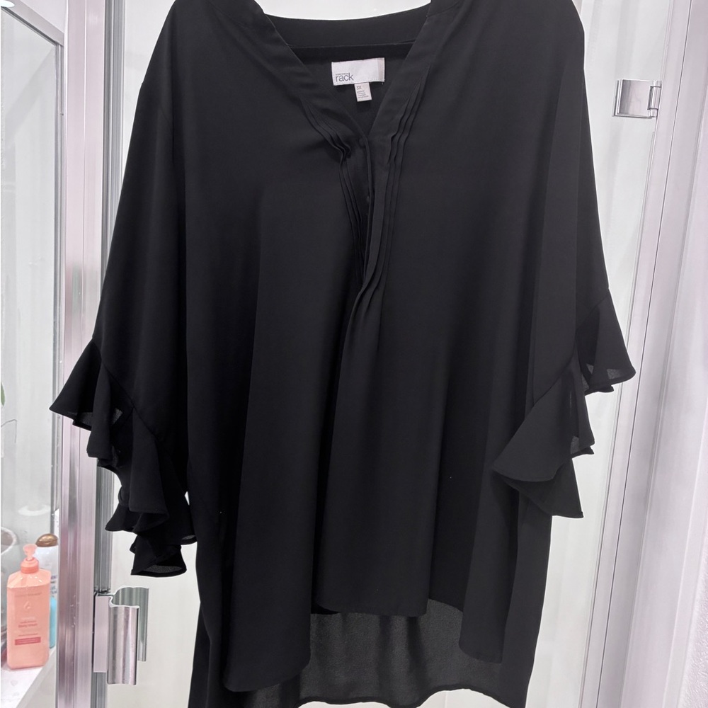 Nordstrom Black Ruffled Sleeve Blouse